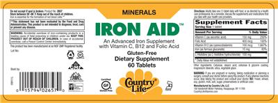Photo of the Country Life Iron Aid label