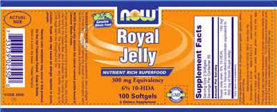 Photo of the NOW Royal Jelly label