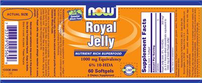Photo of the NOW Royal Jelly label