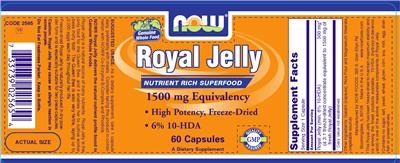 Photo of the NOW Royal Jelly label