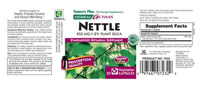 Photo of the Nature's Plus Herbal Actives Nettle 250 MG/1-2% Plant Silica label