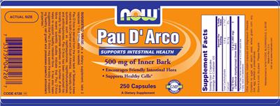 Photo of the NOW Pau D'Arco 500 mg Of Inner Bark label