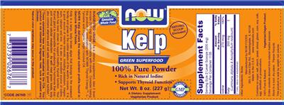 Photo of the NOW Kelp label