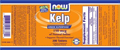 Photo of the NOW Kelp 150 mcg Of Natural Iodine label