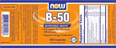 Photo of the NOW B-50 label