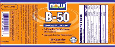 Photo of the NOW B-50 label