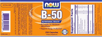 Photo of the NOW B-50 label