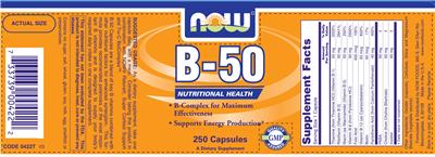 Photo of the NOW B-50 label