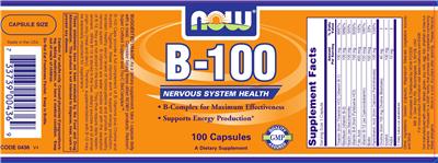 Photo of the NOW B-100 label