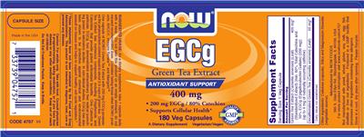 Photo of the NOW EGCg Green Tea Extract 400 mg label