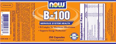 Photo of the NOW B-100 label