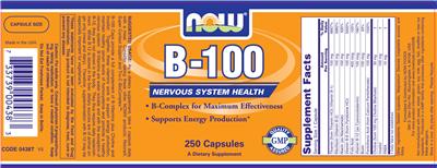Photo of the NOW B-100 label