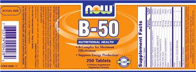 Photo of the NOW B-50 label