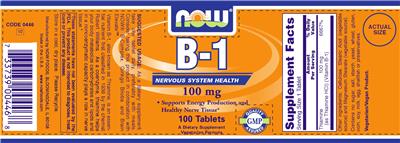 Photo of the NOW B-1 100 mg label