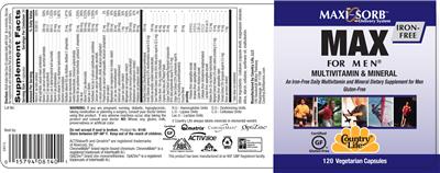 Max For Men Multivitamin & Mineral Iron Free