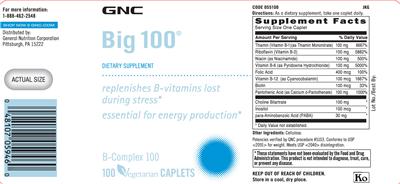 Photo of the GNC Big 100 label