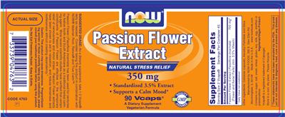 Photo of the NOW Passion Flower Extract 350 mg label