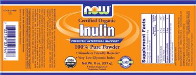Photo of the NOW Certified Organic Inulin label