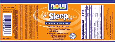 Photo of the NOW Sleep Valerian Root Extract label