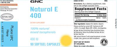 Photo of the GNC Natural E 400 label