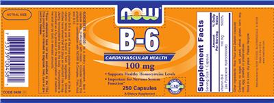 Photo of the NOW B-6 100 mg label