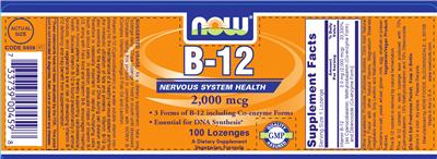 Photo of the NOW B-12 2,000 mcg label