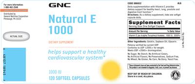 Photo of the GNC Natural E 1000 label