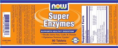 Photo of the NOW Super Enzymes label
