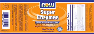 Photo of the NOW Super Enzymes label