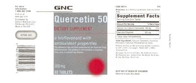 Photo of the GNC Quercetin 500 label