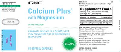 Photo of the GNC Calcium Plus With Magnesium label