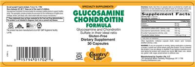 Photo of the Country Life Glucosamine Chondroitin Formula label