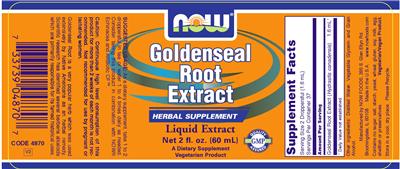 Photo of the NOW Goldenseal Root Extract label