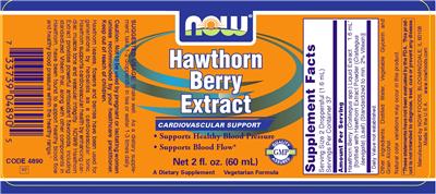 Photo of the NOW Hawthorn Berry Extract label
