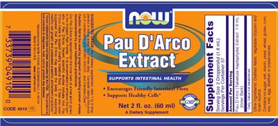 Photo of the NOW Pau D'Arco Extract label
