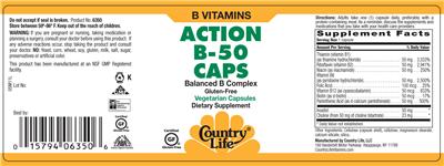 Photo of the Country Life Action B-50 Caps label