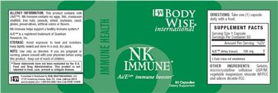 Photo of the Body Wise International NK Immune label