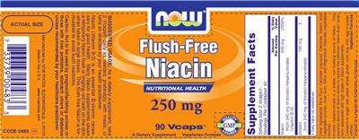 Photo of the NOW Flush-Free Niacin 250 mg label