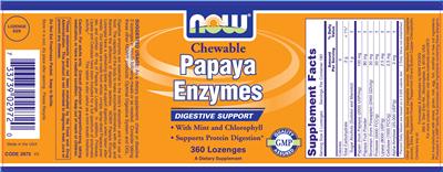 Photo of the NOW Chewable Papaya Enzymes label