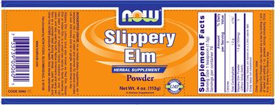 Photo of the NOW Slippery Elm Powder label
