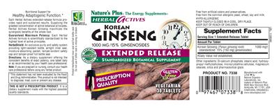 Korean Ginseng 1000 mg Extended Release