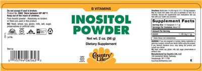 Photo of the Country Life Inositol Powder label
