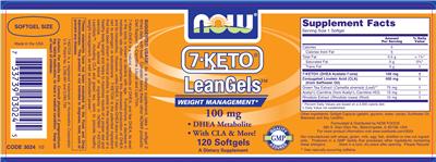 Photo of the NOW 7-KETO LeanGels 100 mg label