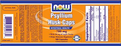 Photo of the NOW Psyllium Husk Caps 700 mg label
