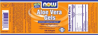 Photo of the NOW Aloe Vera Gels 5000 mg Equivalency label