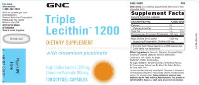 Photo of the GNC Triple Lecithin 1200 mg label