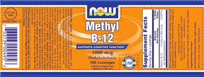 Photo of the NOW Methyl B-12 1000 mcg label