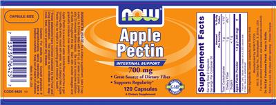 Photo of the NOW Apple Pectin 700 mg label