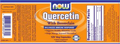 Photo of the NOW Quercetin with Bromelain label