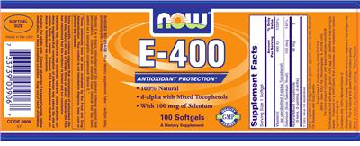 Photo of the NOW E-400 label